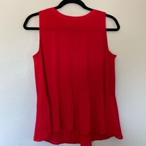 Ann Taylor Loft red tank blouse women’s small petite pleated sheer